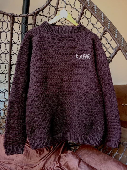 Classic Crew Neck Crochet Sweater for Men