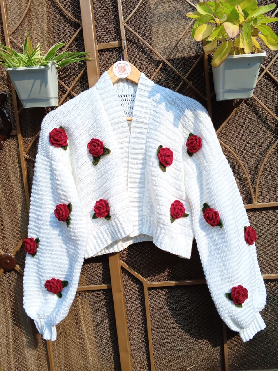 Crochet Floral Crop Cardigans in Roe's