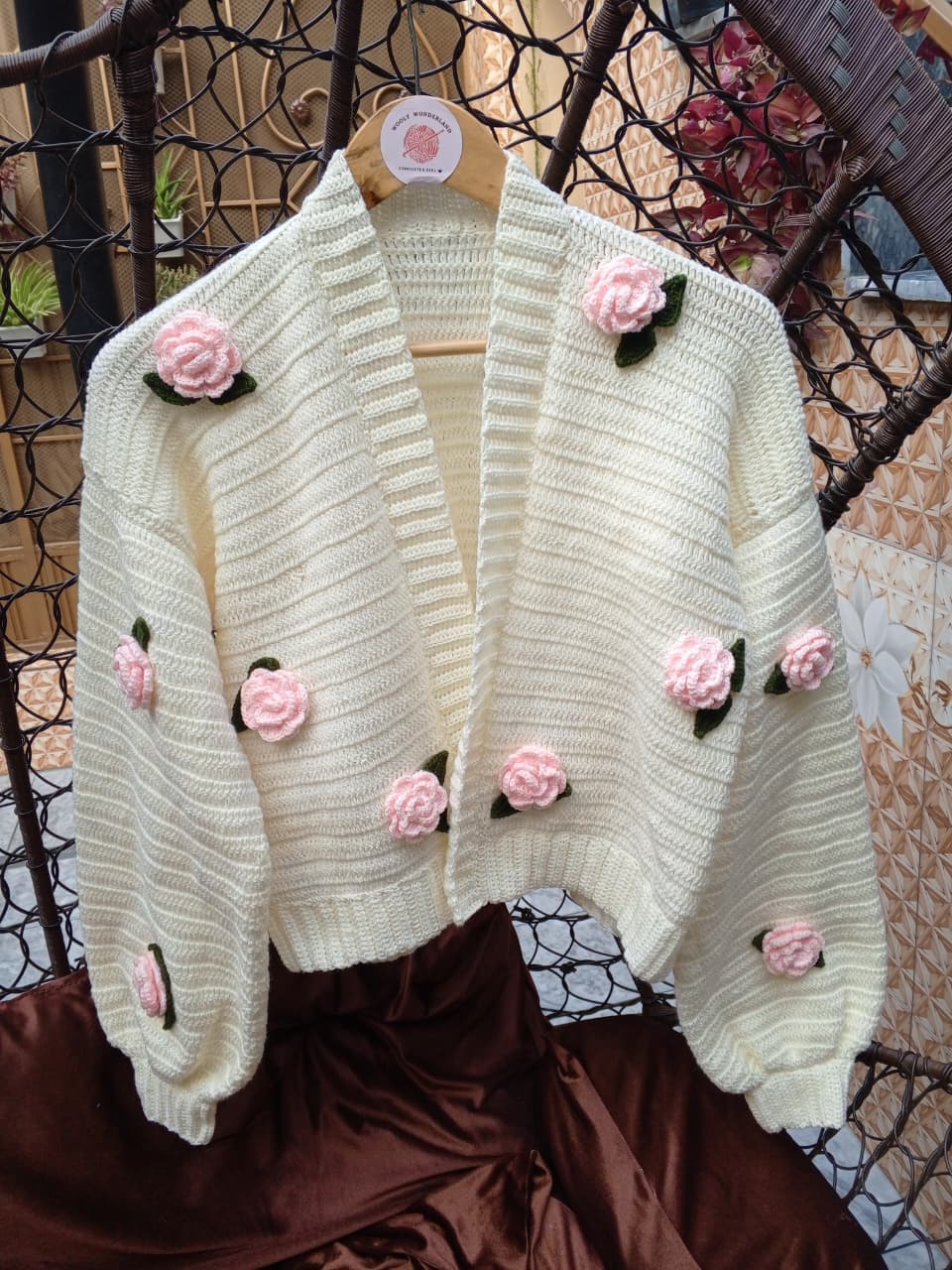 Crochet Floral Crop Cardigans in Roe's