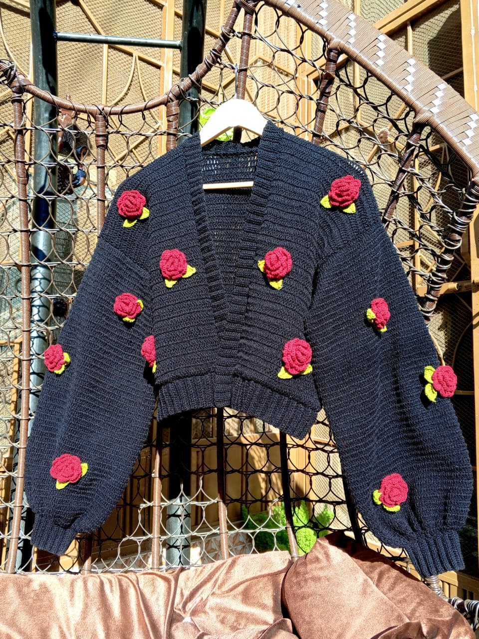 Crochet Floral Crop Cardigans in Roe's