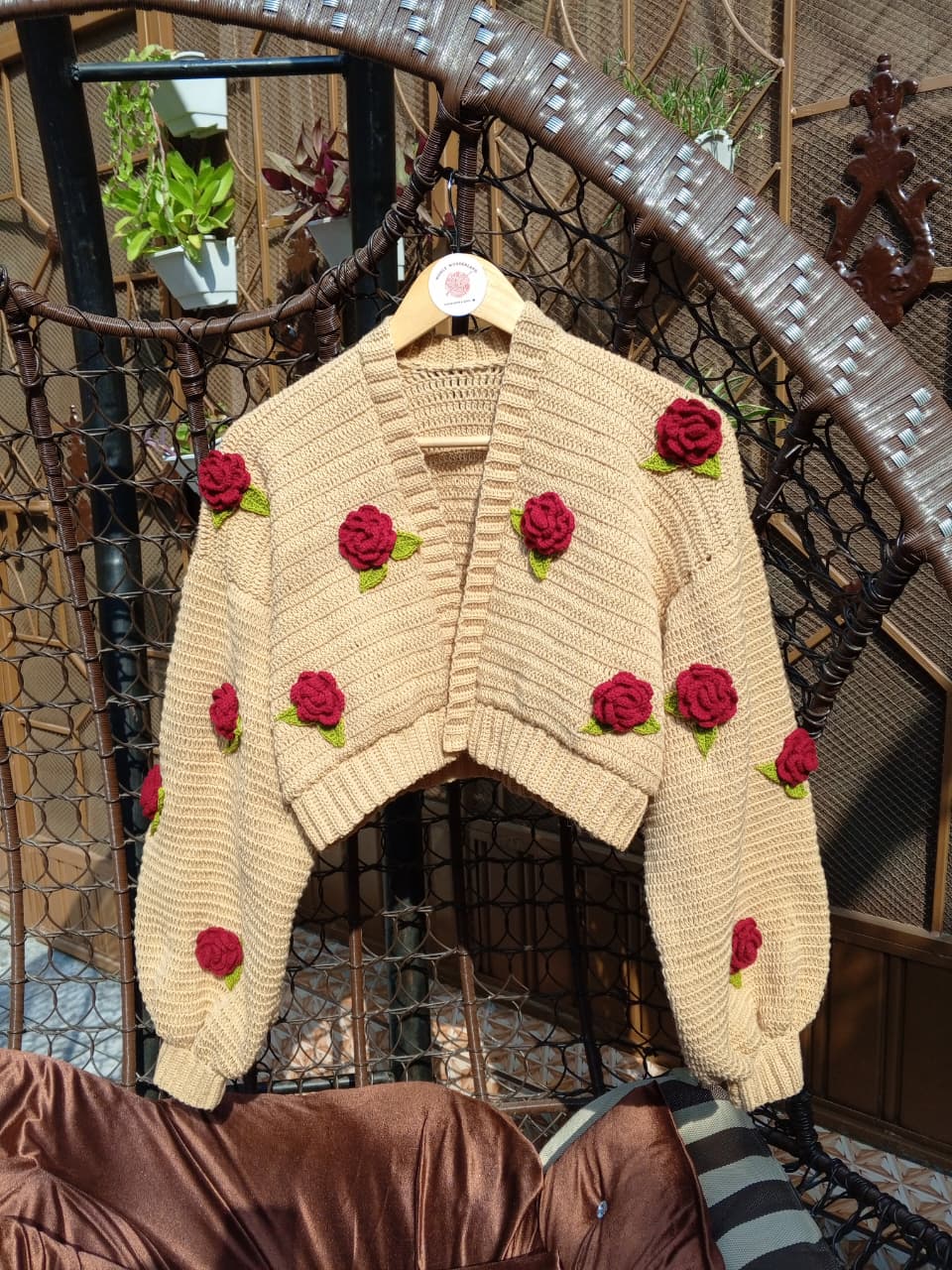 Crochet Floral Crop Cardigans in Roe's