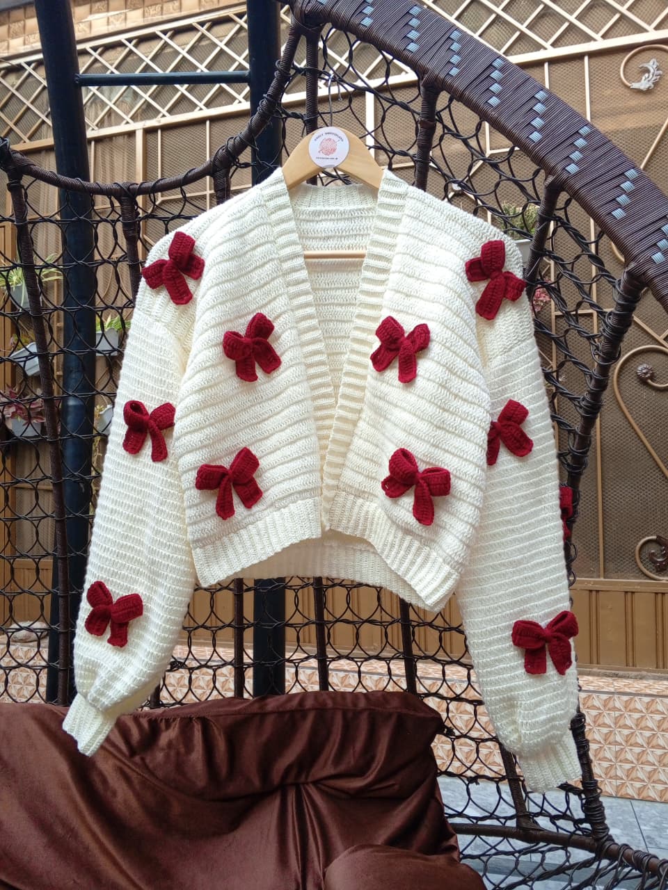 Crochet Floral Crop Top in Bow