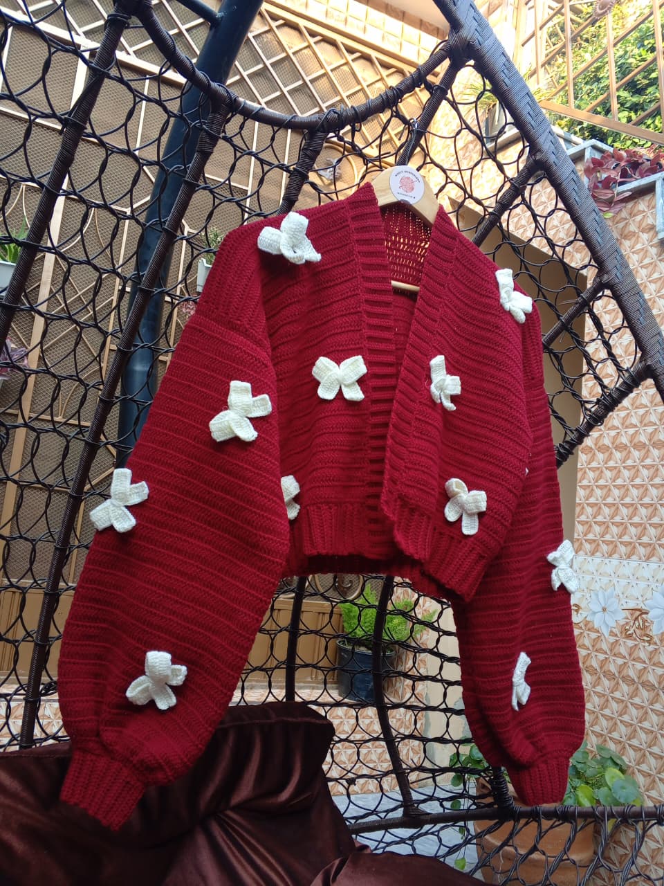Crochet Floral Crop Top in Bow