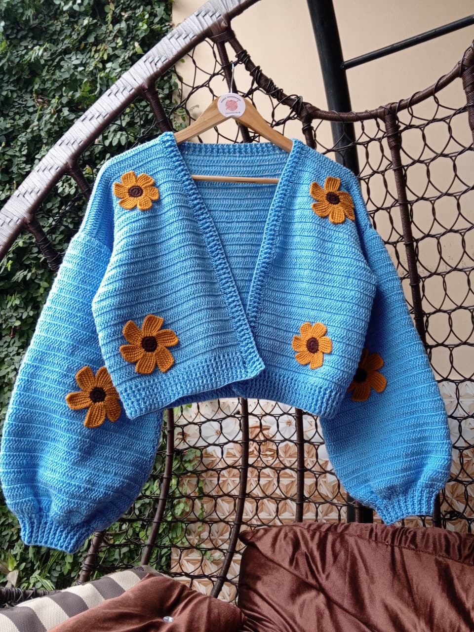 Floral Crochet crop Cardigan