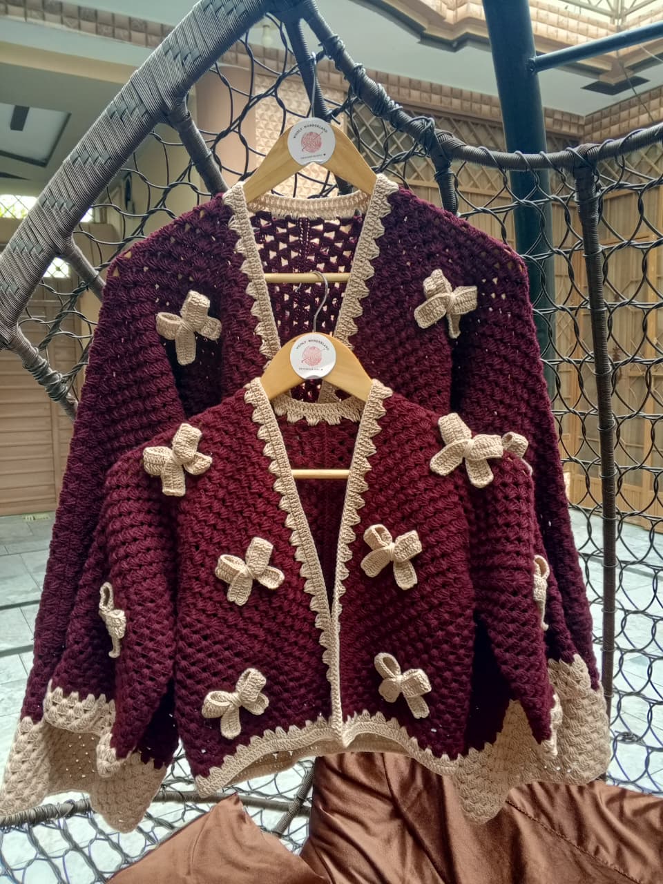 Mom & Daughter Matching Crochet Cardigan