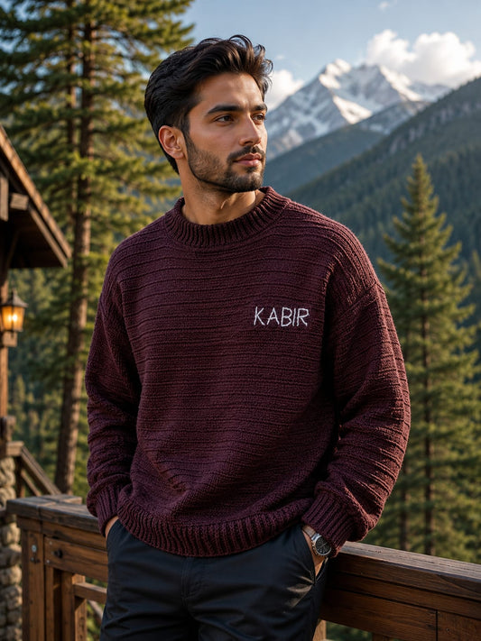Classic Crew Neck Crochet Sweater for Men