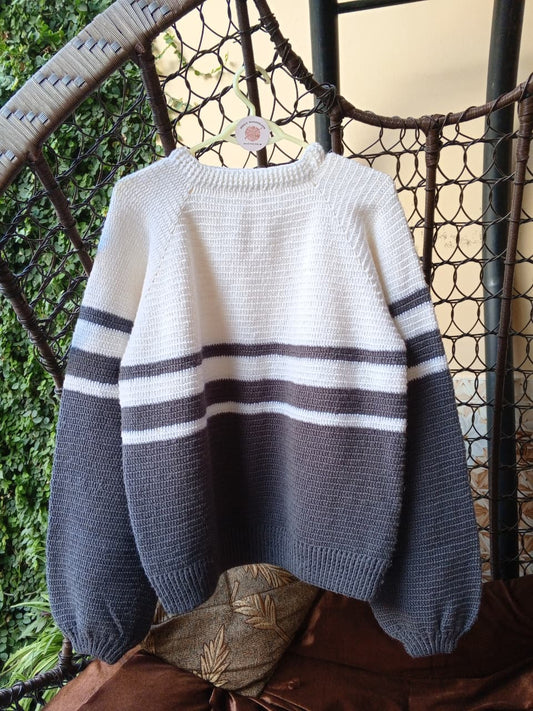 Stripe Oversized Crochet Sweater for Men