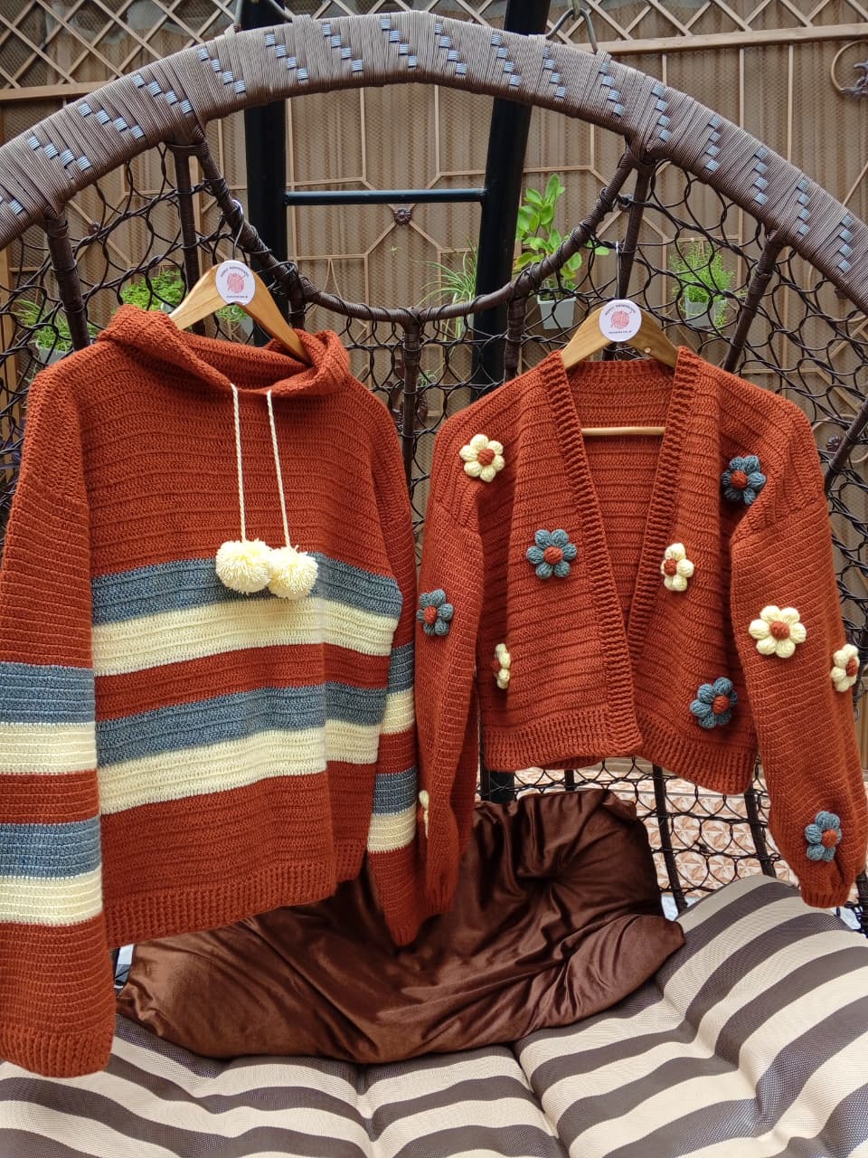 Rust Bloom Crochet Couple Set
