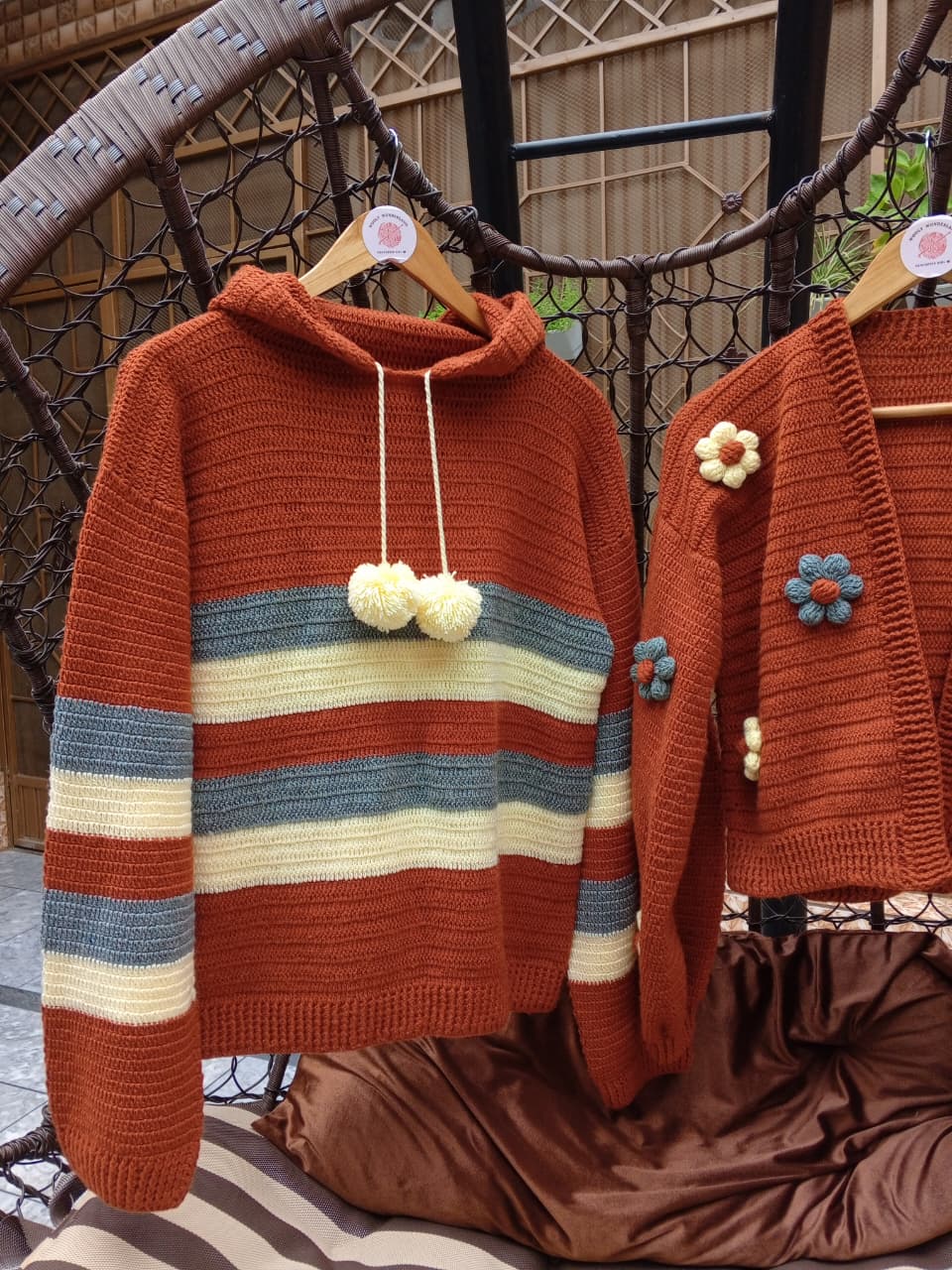 Rust Bloom Crochet Couple Set