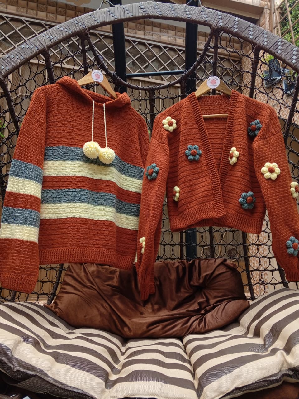 Rust Bloom Crochet Couple Set