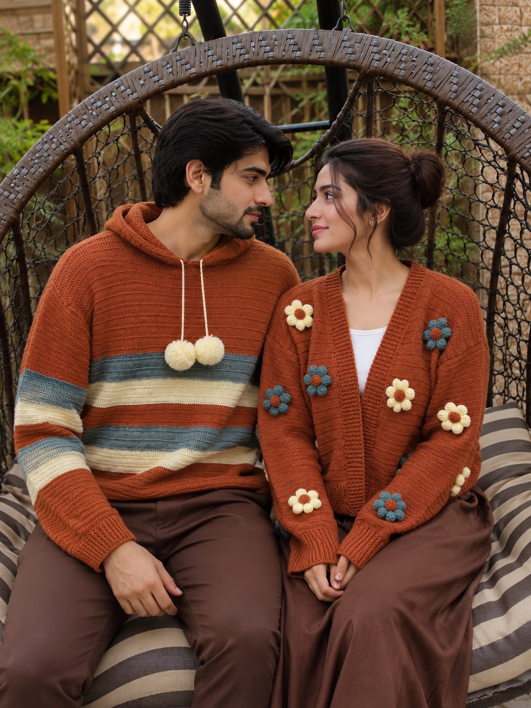 Rust Bloom Crochet Couple Set