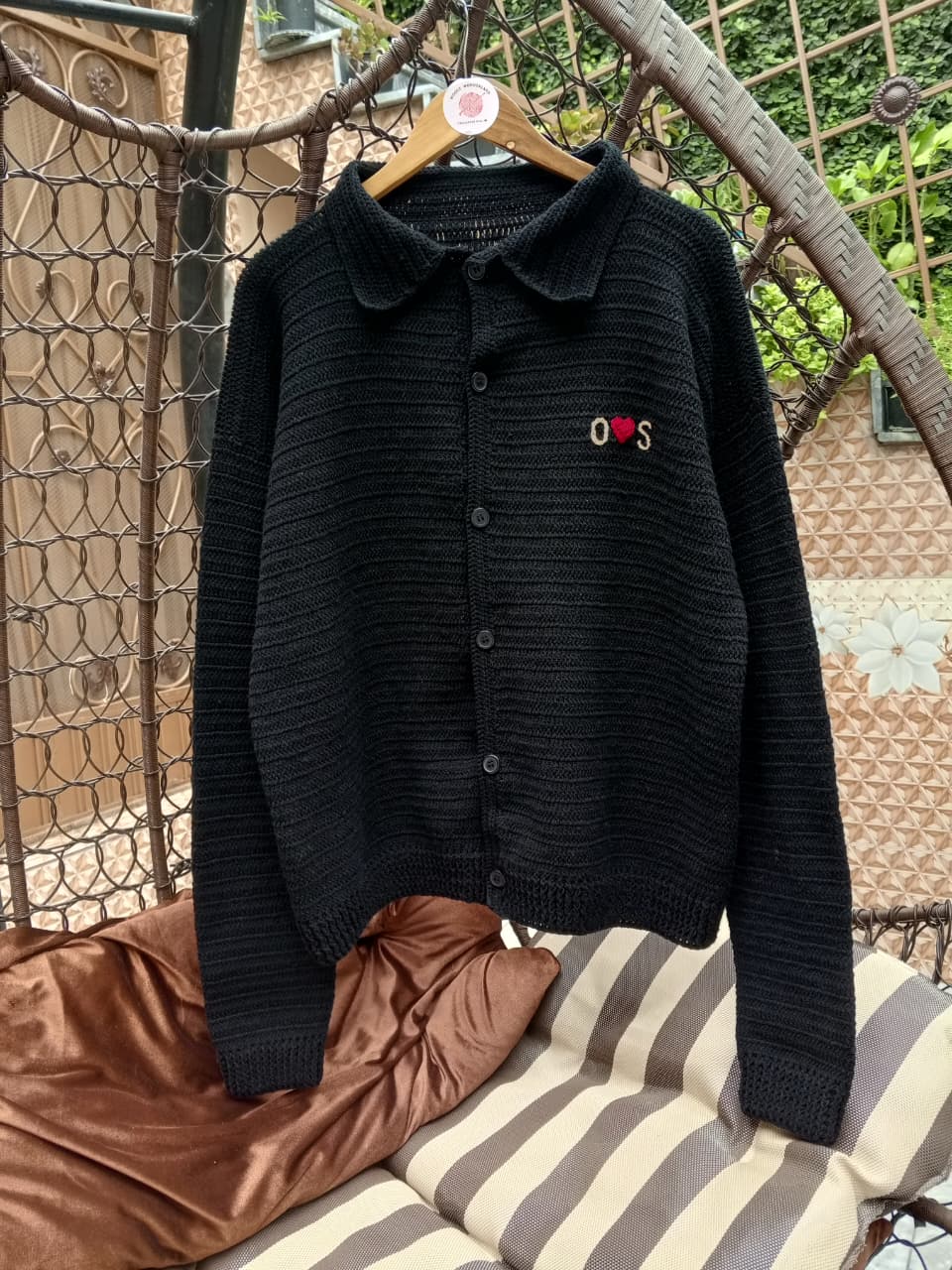 Custom Initial Crochet Cardigan