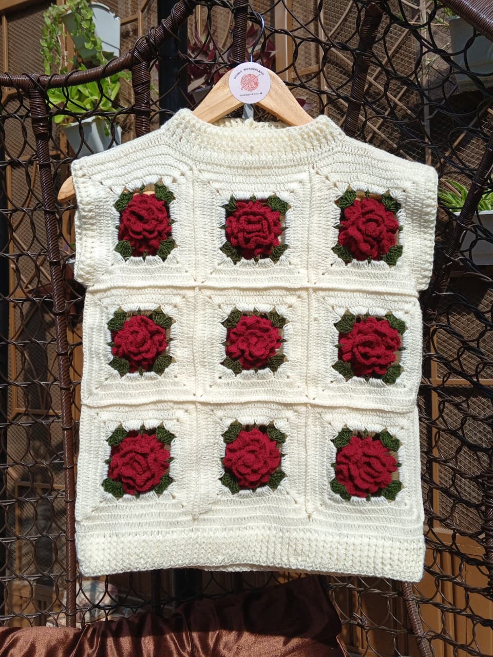 Rose Granny Square Crochet Vest
