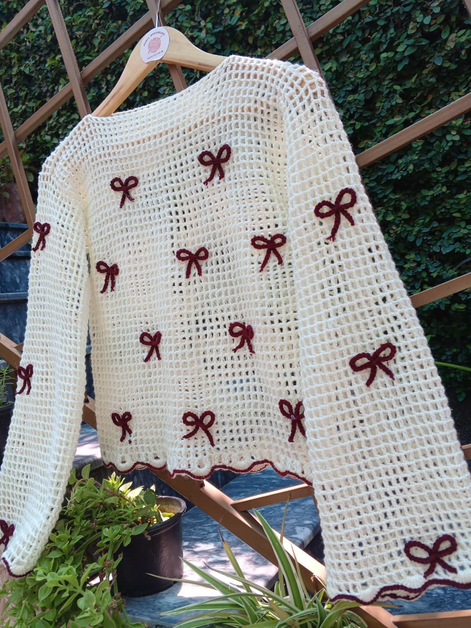 Bow Charm Crochet Top