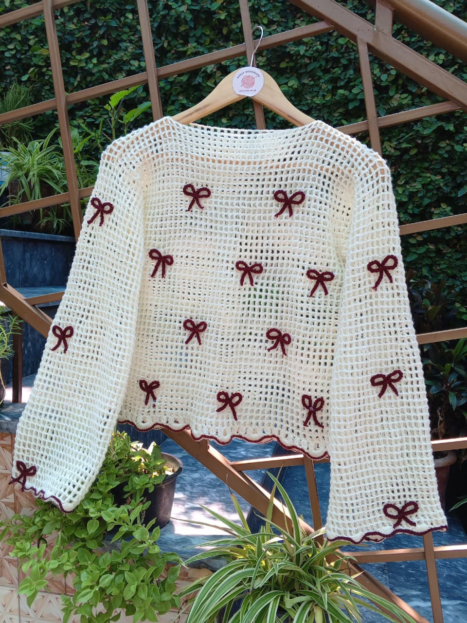 Bow Charm Crochet Top